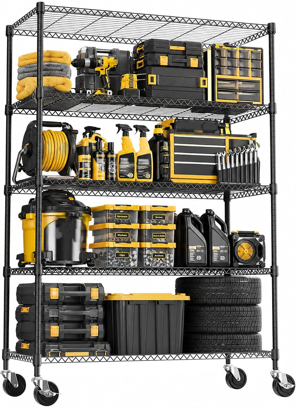 M MZG 5-Shelf Heavy Duty Garage Shelving Wire Adjustable Storage Rack for Kit...