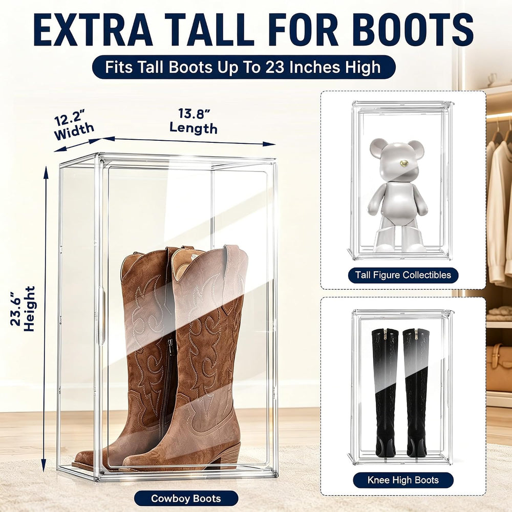 Boot Organizer for Extra Tall Boots, 23.6'' Stackable Acrylic Display...