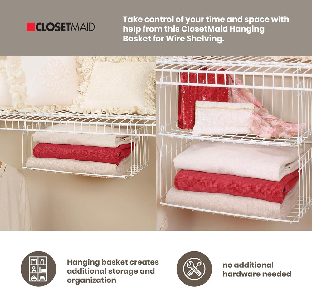 ClosetMaid 17 Inch Wide Hanging Basket Wire Shelving Accessory for Closet She...