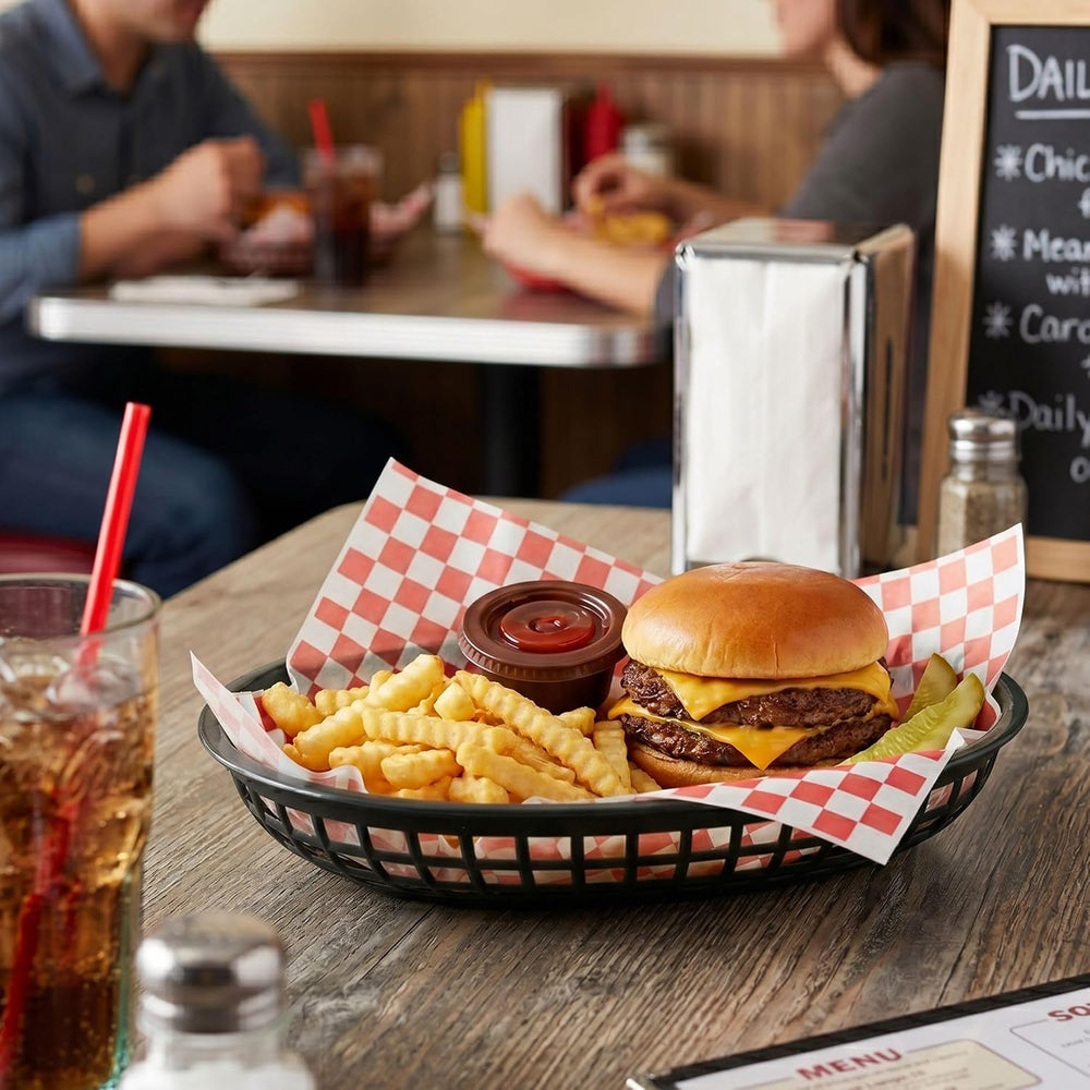 TrueCraftware-9-3/8" x 5-5/8" Oval Fast Food Baskets Black Set of 3...