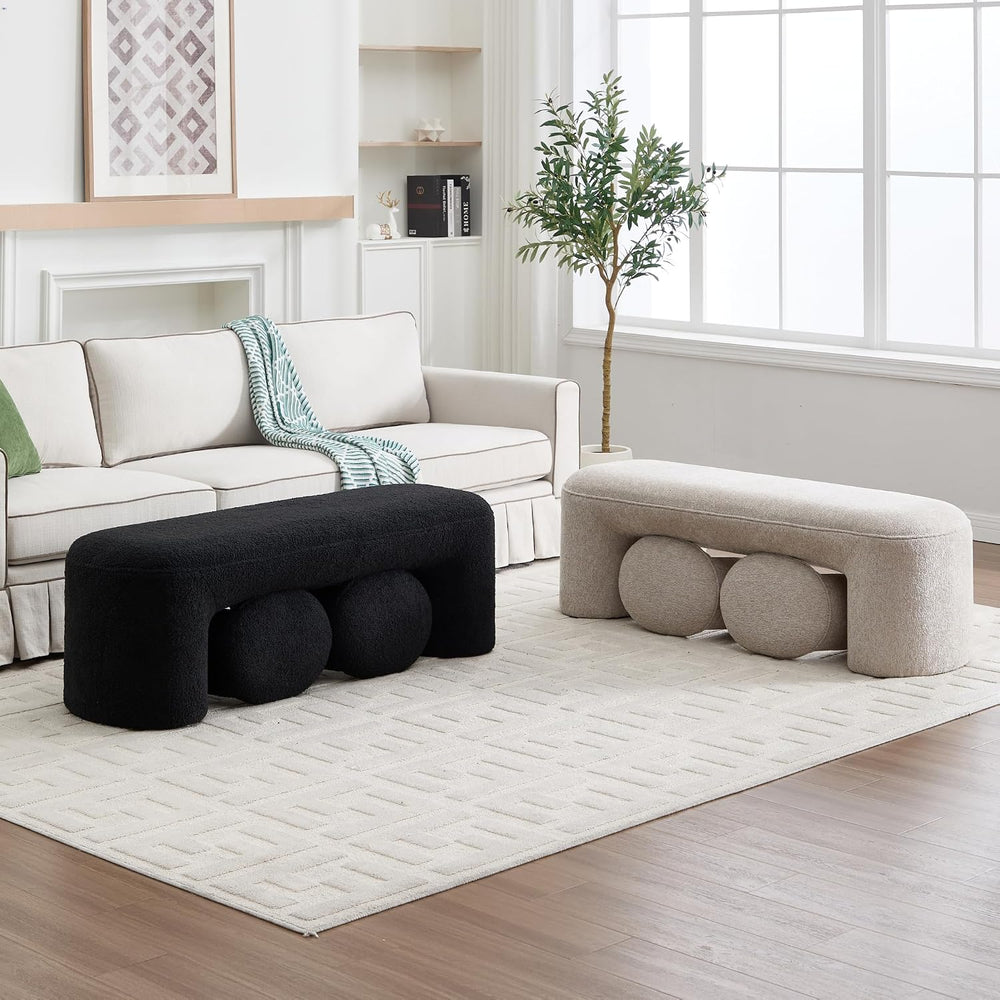 Hyfirm 3-Piece Upholstered Ottoman Bench Set, 53" Waterfall End of Bed B...