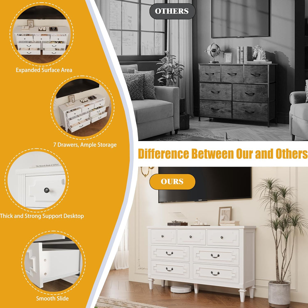 BOSHIRO 7 Drawer Dresser for Bedroom, 36" Tall Dresser & Chest of Dr...