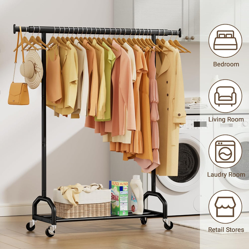 Heavy Duty Rolling Clothing Rack, 420 lbs Capacity Metal Clothes Rack with Wh...