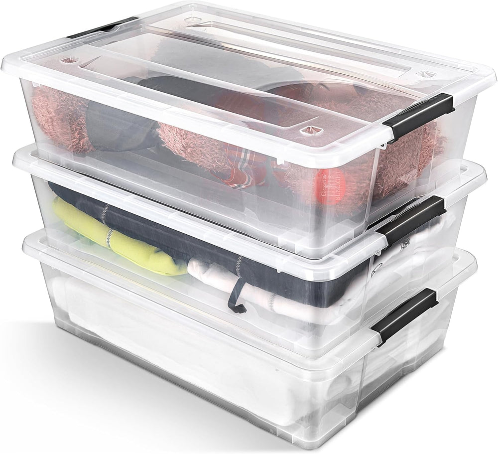 Sorbus 40 Qt Plastic Storage Bins with Lids for Under Bed Storage - Clear, St...