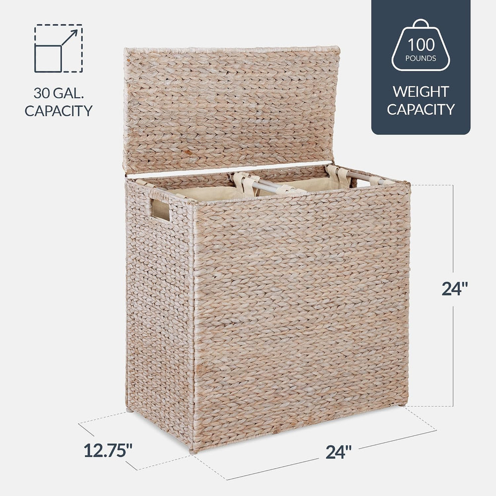 Best Choice Products Large Laundry Hamper with Lid, Natural Handwoven Hyacint...