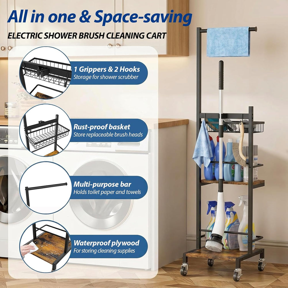 Cleaning Supplies Organizer, Narrow Cleaning Cart for Steam Mop