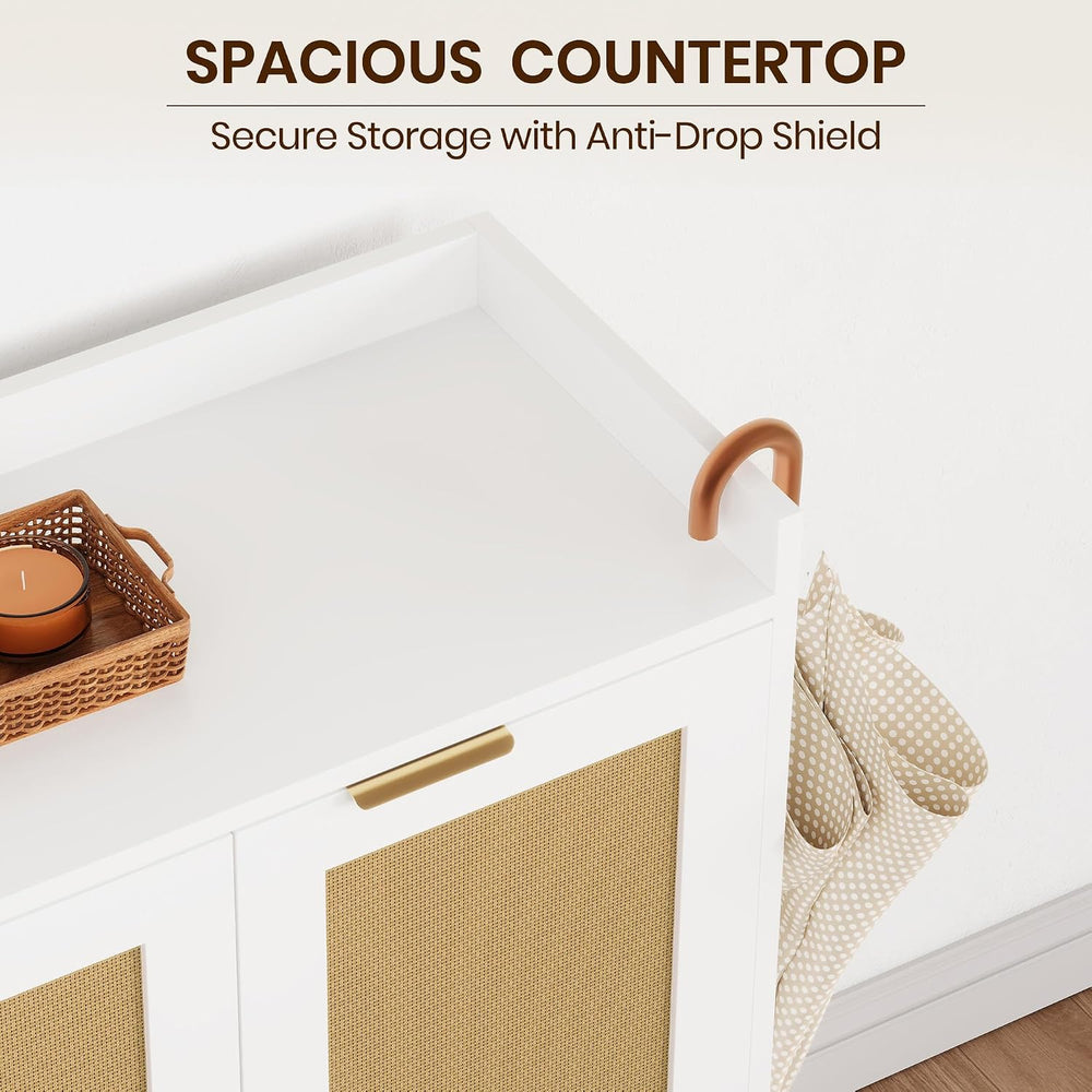 Shoe Cabinet, 41" Tall Rattan Shoe Storage Organizer Cabinet, Adjustable...