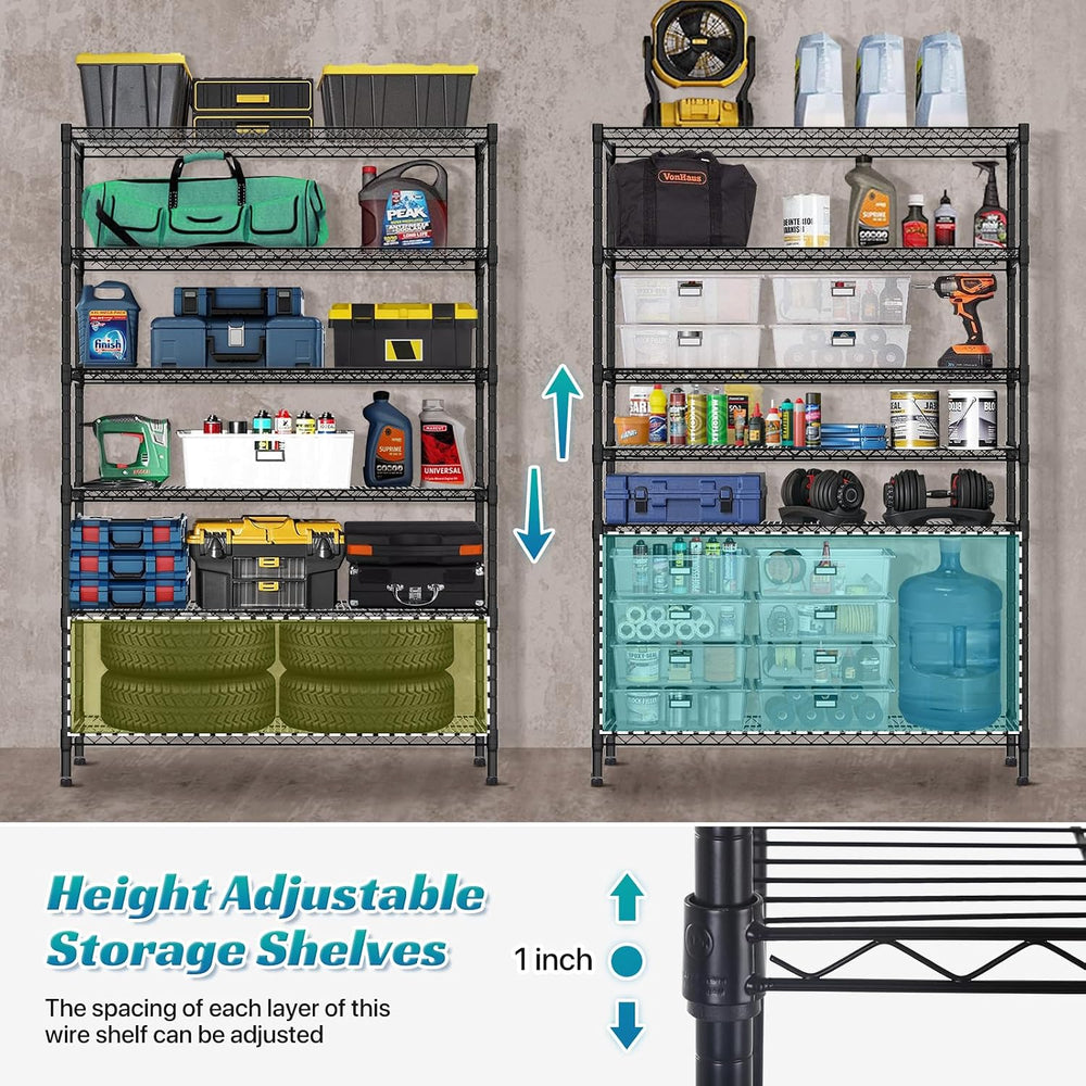Dkeli 6-Tier Heavy Duty Commercial Shelving Unit - 6000lb Capacity Steel Wire...