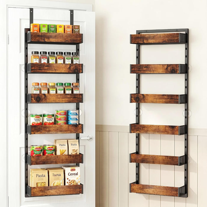 2-Pack Over the Door Pantry Organizer, 6-Tier Metal Shelves, Black