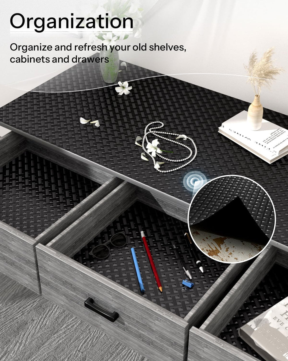 GTJ Shelf and Drawer Liner for Kitchen Cabinet Non-Adhesive Non Slip