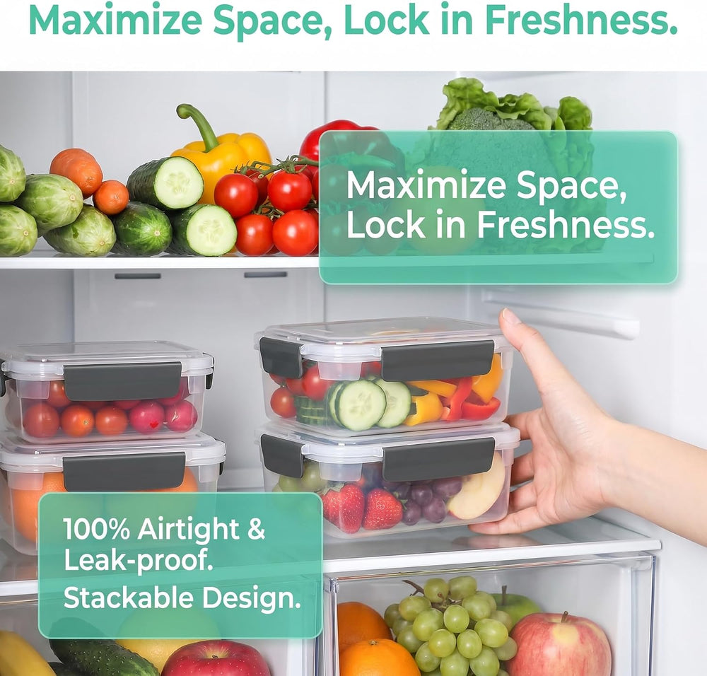 9 cup Plastic Food Storage Containers with Lids Nestable Freezer Dishwasher S...