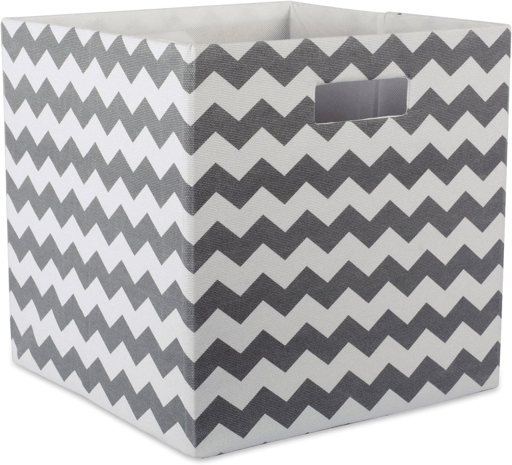 DII Collapsible Polyester Storage Cube, Chevron, Gray, Large