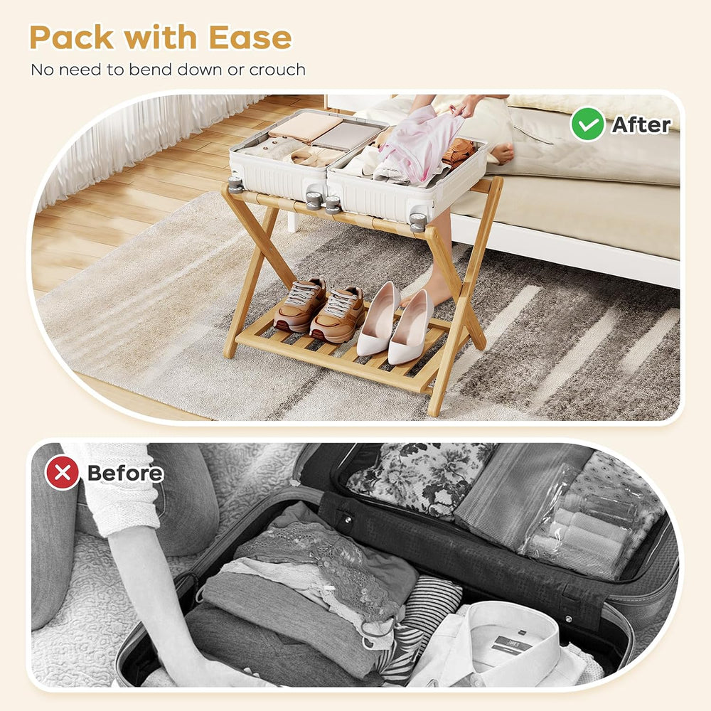 Full Assembled 26.77"L Luggage Rack for Guest Room, Set of 2, Natural