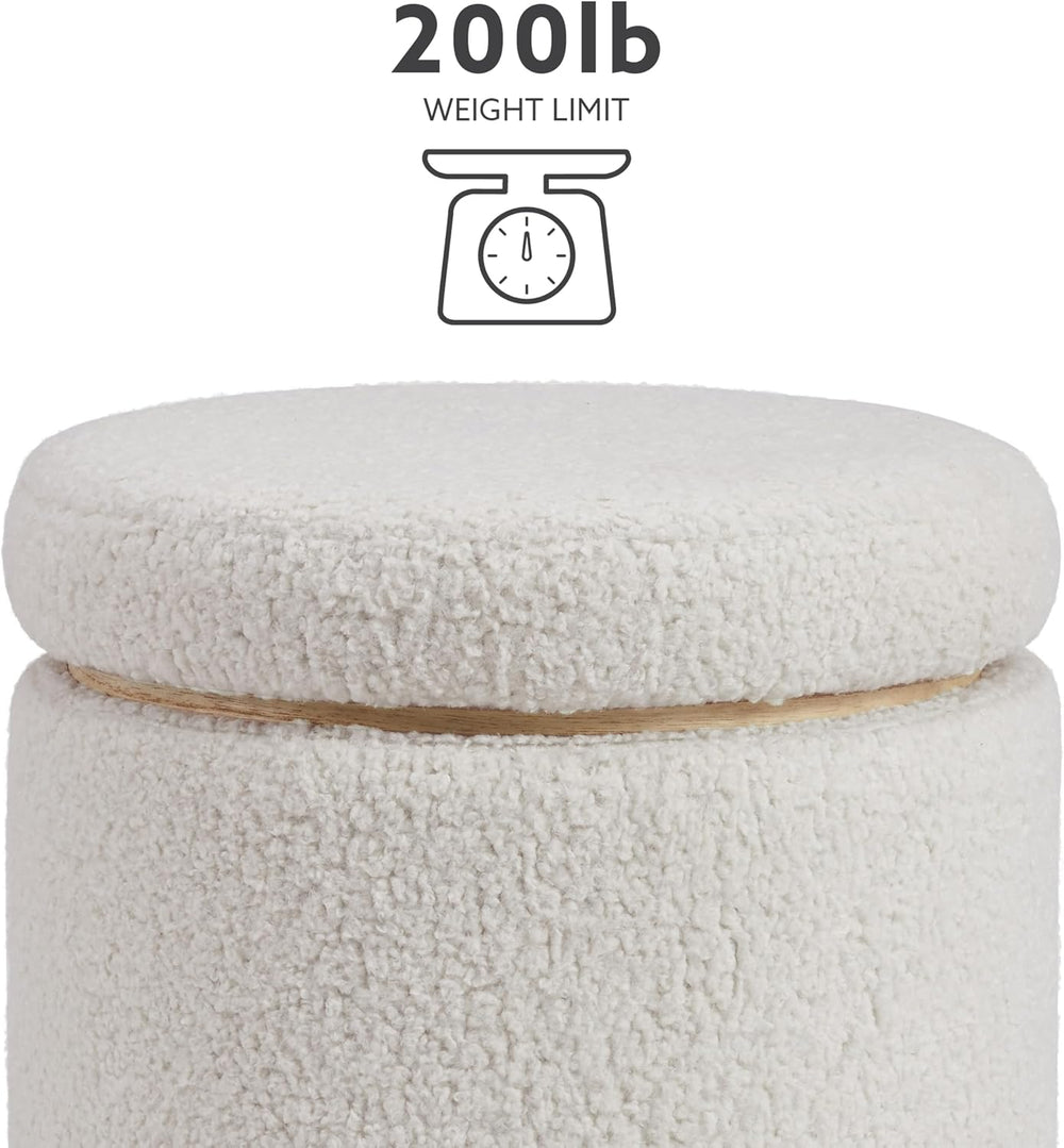 Linon Home Décor Cream Sherpa Round Storage Wooden Base by Linon Lexington Ot...