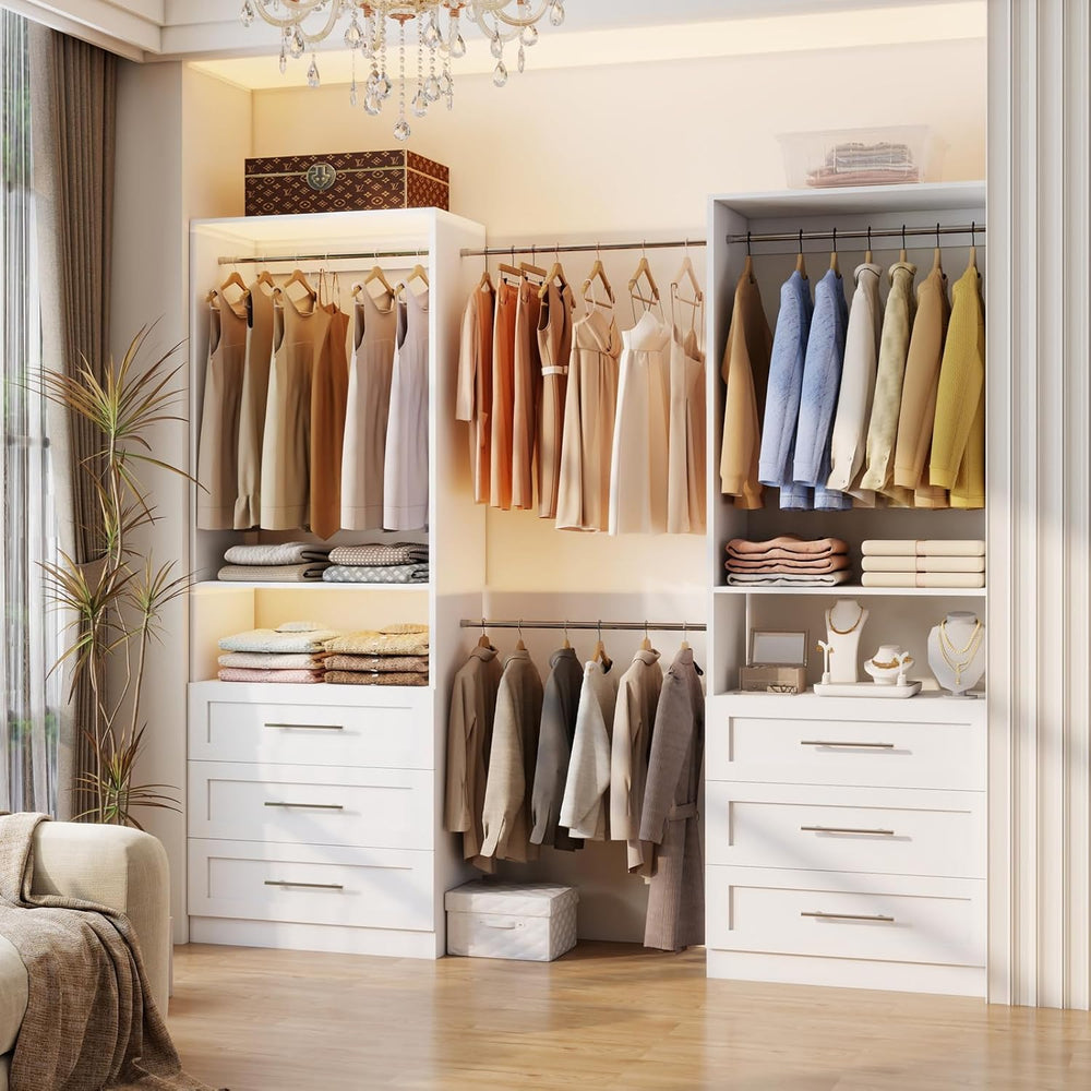 Modular Closet System with 12 Drawers, 8FT-21FT