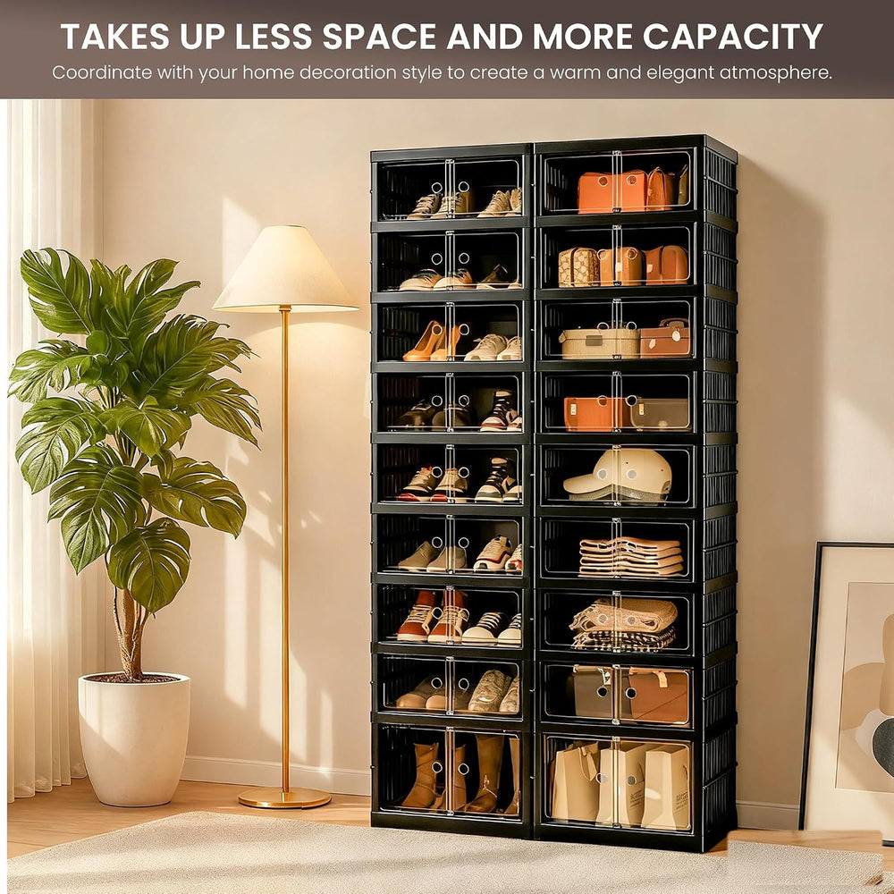 Foldable Shoe Organizer Storage Box, Portable Extra Large Folding Shoe Rack f...
