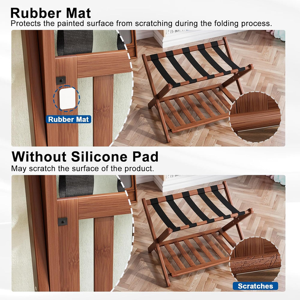 Smuxee Fully Assembled Walnut Luggage Rack, Upgraded Bamboo Foldable Suitcase...