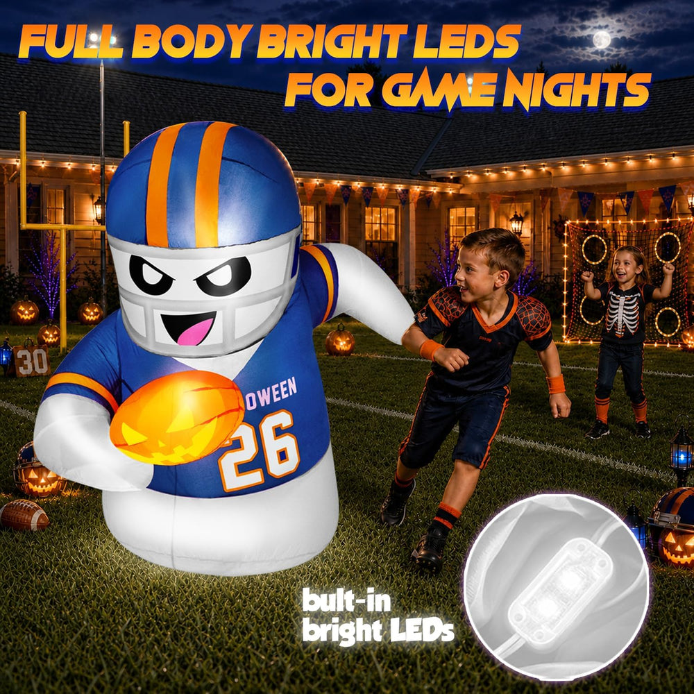 5FT Halloween Inflatables Decorations Outdoor Football Player Ghost Built-in ...