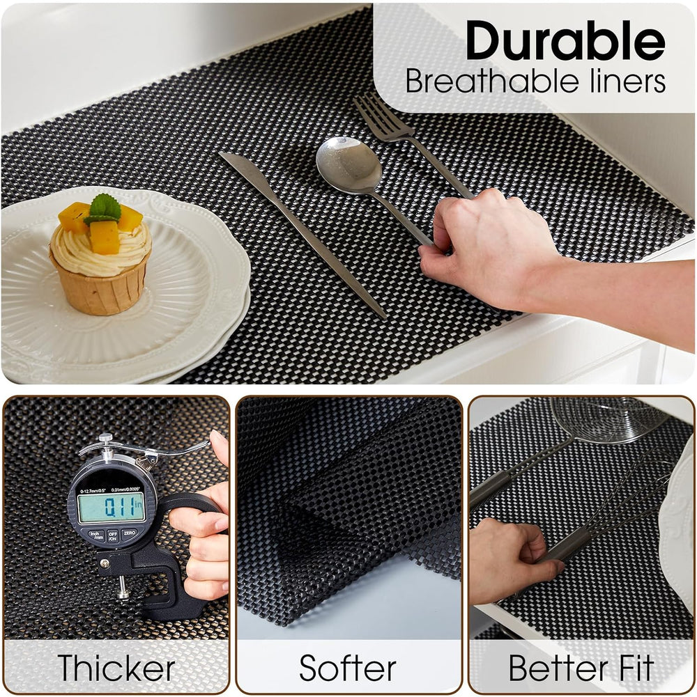 Shelf Liner for Kitchen Cabinets and Drawers, Black, 18" x 240"