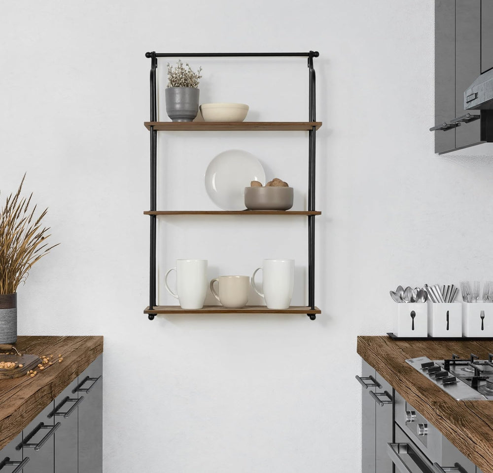 Kate and Laurel Walters Wood and Metal 3-Tier Shelving, 21" x 32", ...