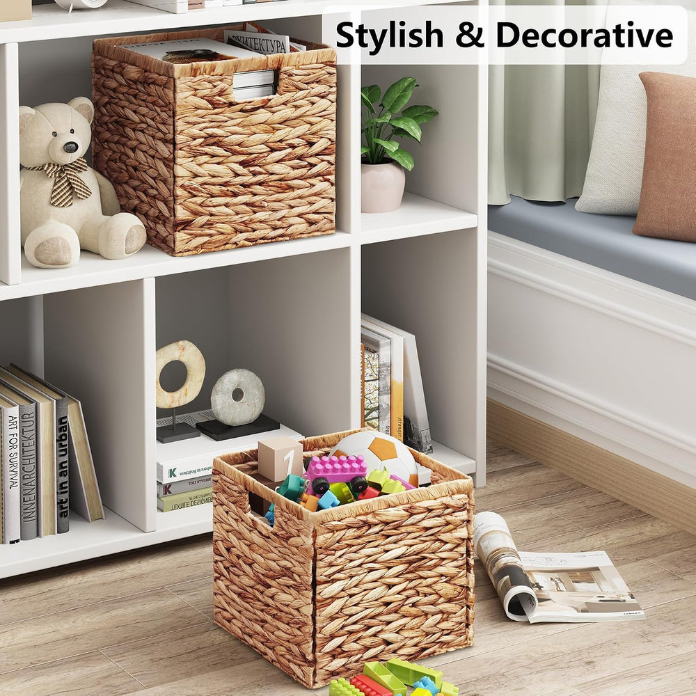 Vagusicc Wicker Storage Basket, Set of 2 Handwoven Water Hyacinth Storage Bas...
