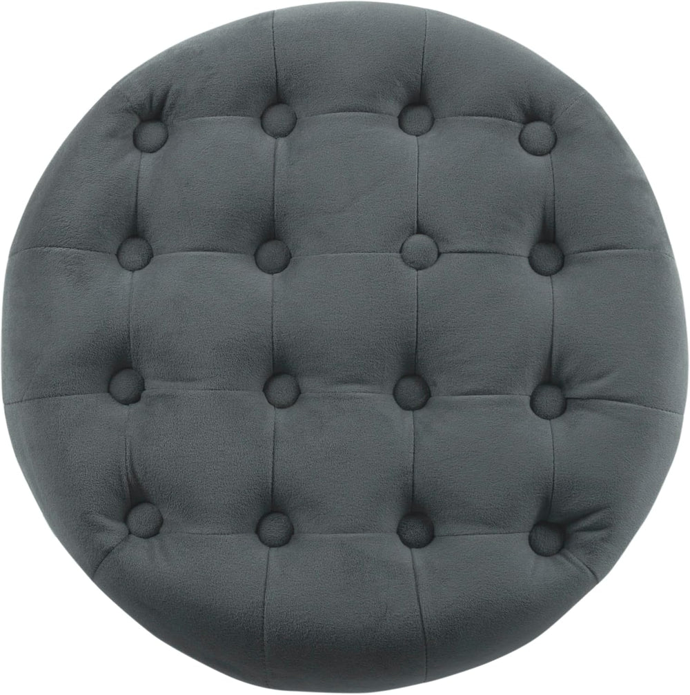Homepop Home Decor | Upholstered Round Velvet Tufted Foot Rest Ottoman | Otto...