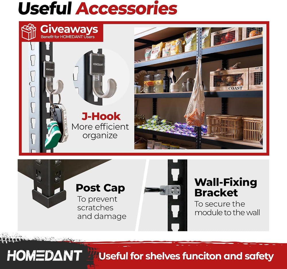 HOMEDANT 47.7" W 5 Tier Heavy Duty Garage Shelving Adjustable Metal Rack...