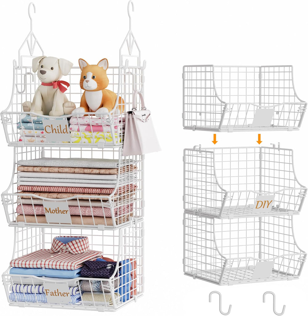 Hanging Closet Organizers and Storage, 6 Tier Closet Shelf Clothes Organizer ...