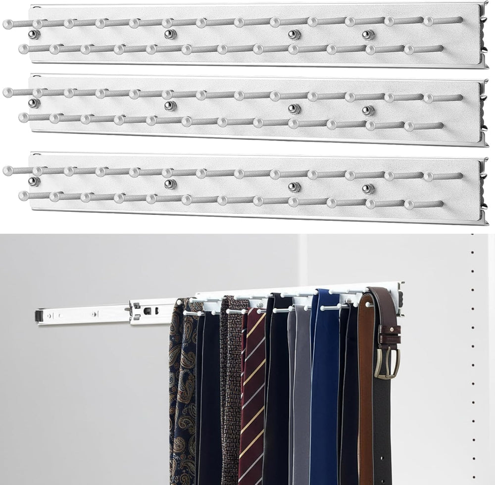 Blulu 3 Pcs 13.8'' Sliding Tie Rack Hangers for Closet, 25 Tie Each, ...