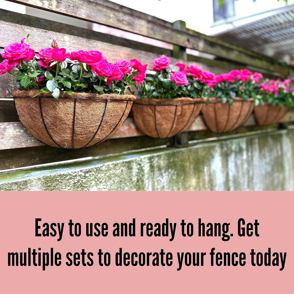 LaLaGreen Hanging Wall Planters (12 in, 4 Pack) Black Metal Flower Baskets