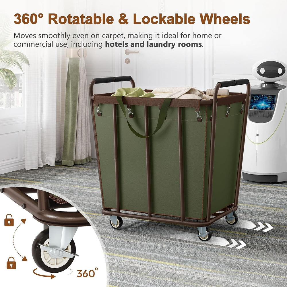 Hoctieon Large Laundry Cart with Wheels, 400L Heavy Duty Laundry Basket Organ...