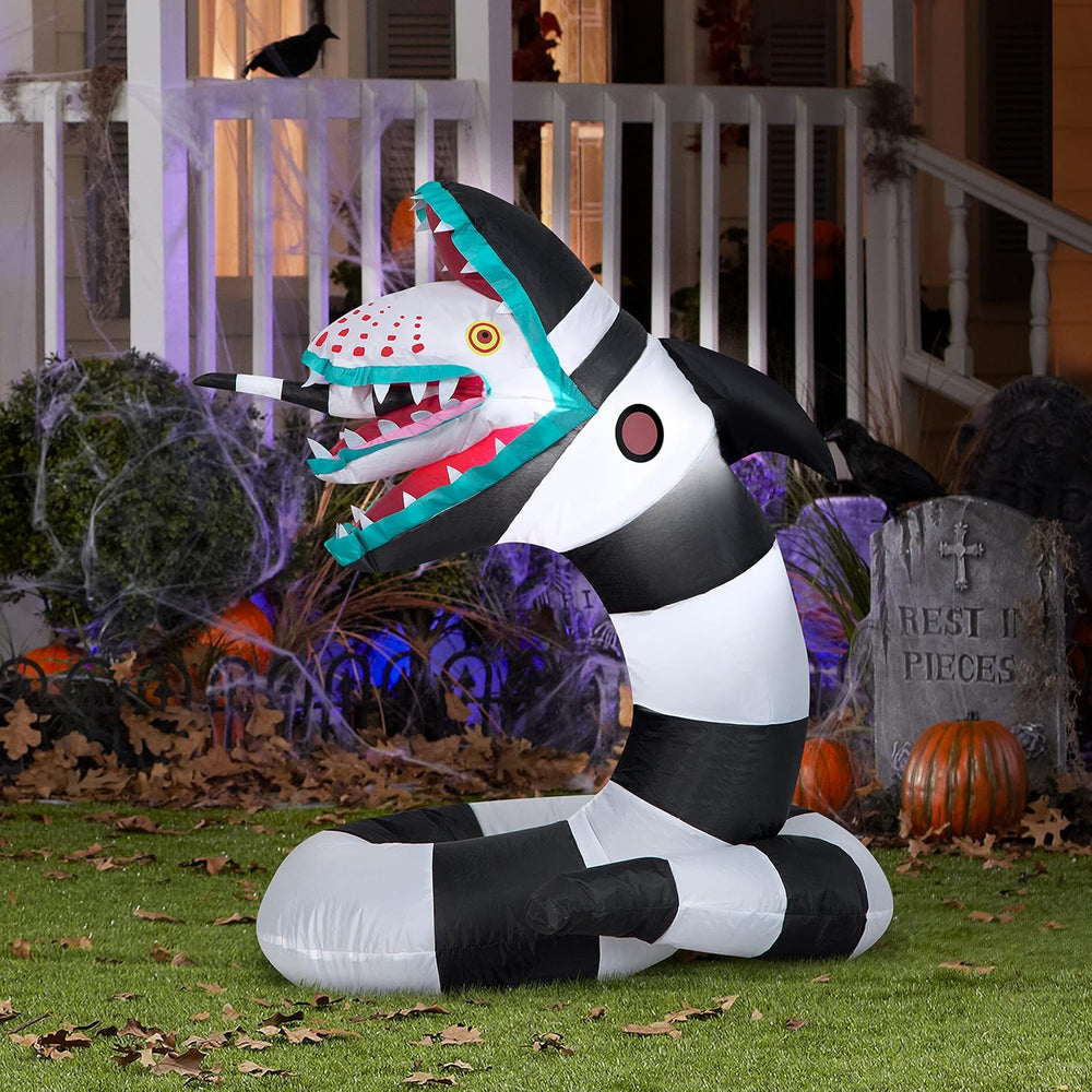 Gemmy Beetlejuice Sandworm Halloween Inflatable, 3 Ft Tall Lighted Yard Decor...