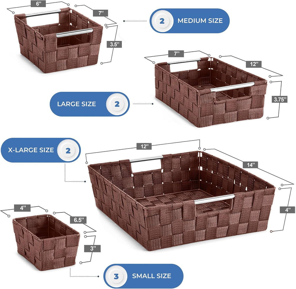 Sorbus Baskets for Organizing, Woven Storage Set (Set of 9, Chocolate)