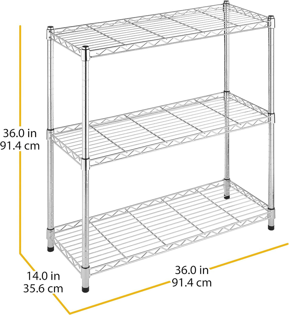 Whitmor 3 Tier Shelving Unit, Metal Storage Shelves, 400 lbs Capacity per She...