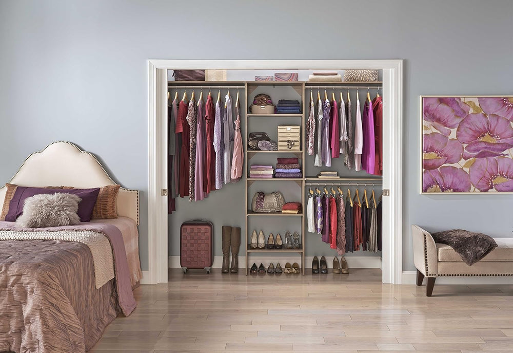 ClosetMaid SuiteSymphony Wood Closet Organizer Kit with Tower, 3 Hang Rods, T...
