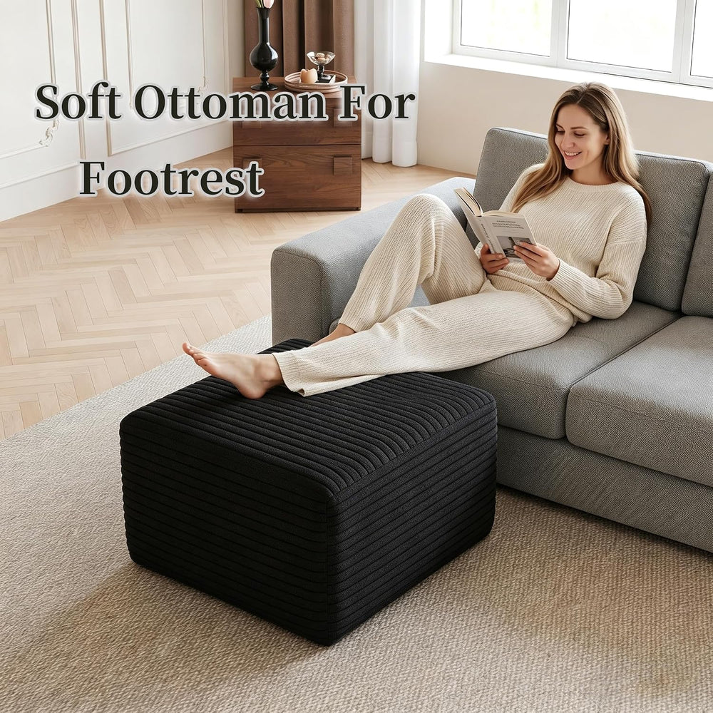 25.6" Corduroy Ottoman Foot Rest,Plush Memory Foam Couch Ottomans,Bonele...