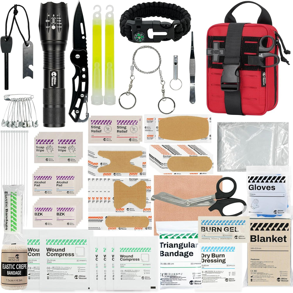 RHINO RESCUE Survival First Aid Kit for Hiking, Backpacking