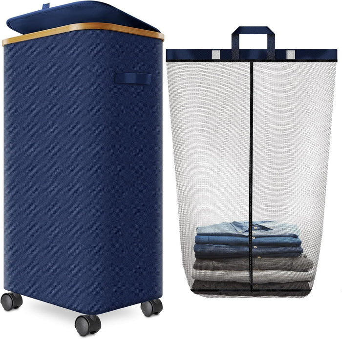 Laundry Hamper with Wheels, 75L Rolling Laundry Basket with Lid