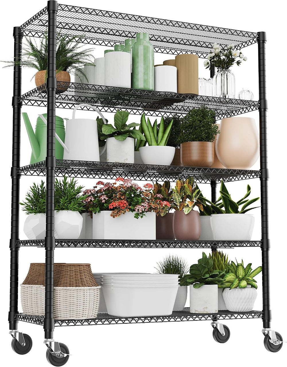 M MZG 3300LBS 53.1" W 5 Tiers Shelf Steel Storage Shelving Utility Shelv...