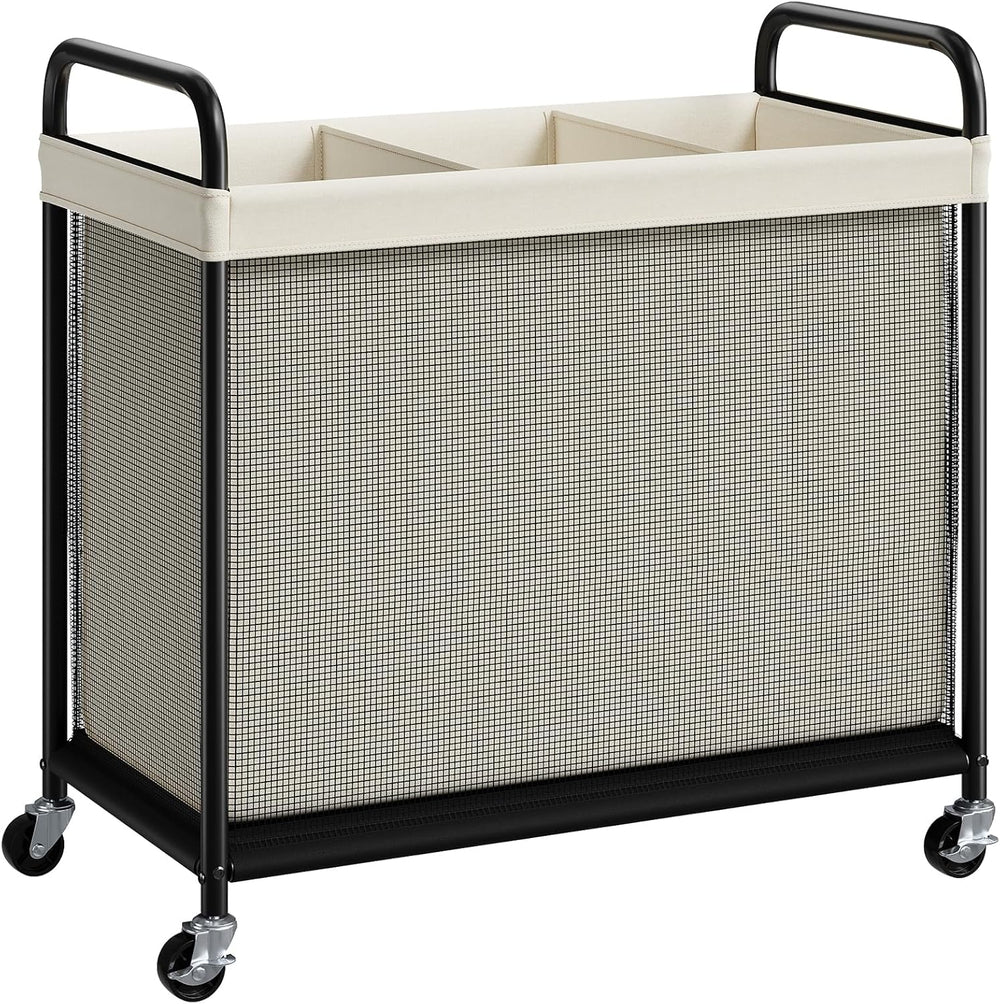 ELYKEN Laundry Hamper 3 Section, 120L Rolling Laundry Sorter with Wheels