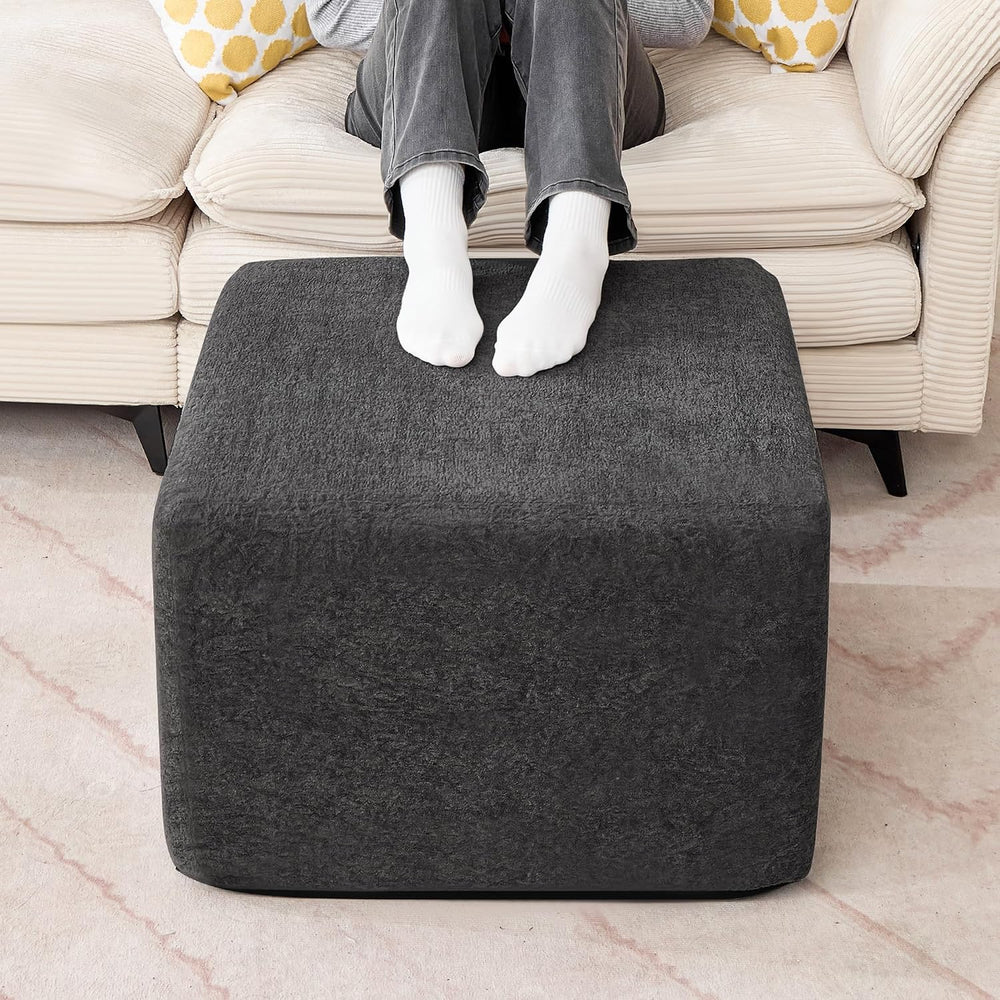 23.6'' Square Pouf Boneless Ottoman Foot Rest with High-Rebound Solid...