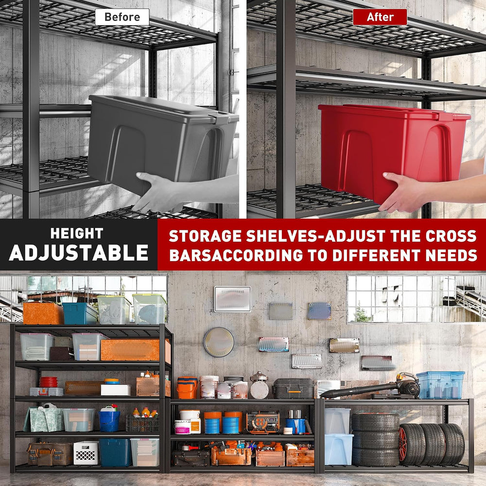 REIBII 48.2''W Garage Shelving Heavy Duty Metal Shelving 3000LBS Stor...