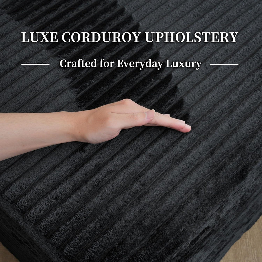 25.6" Corduroy Ottoman Foot Rest,Plush Memory Foam Couch Ottomans,Bonele...