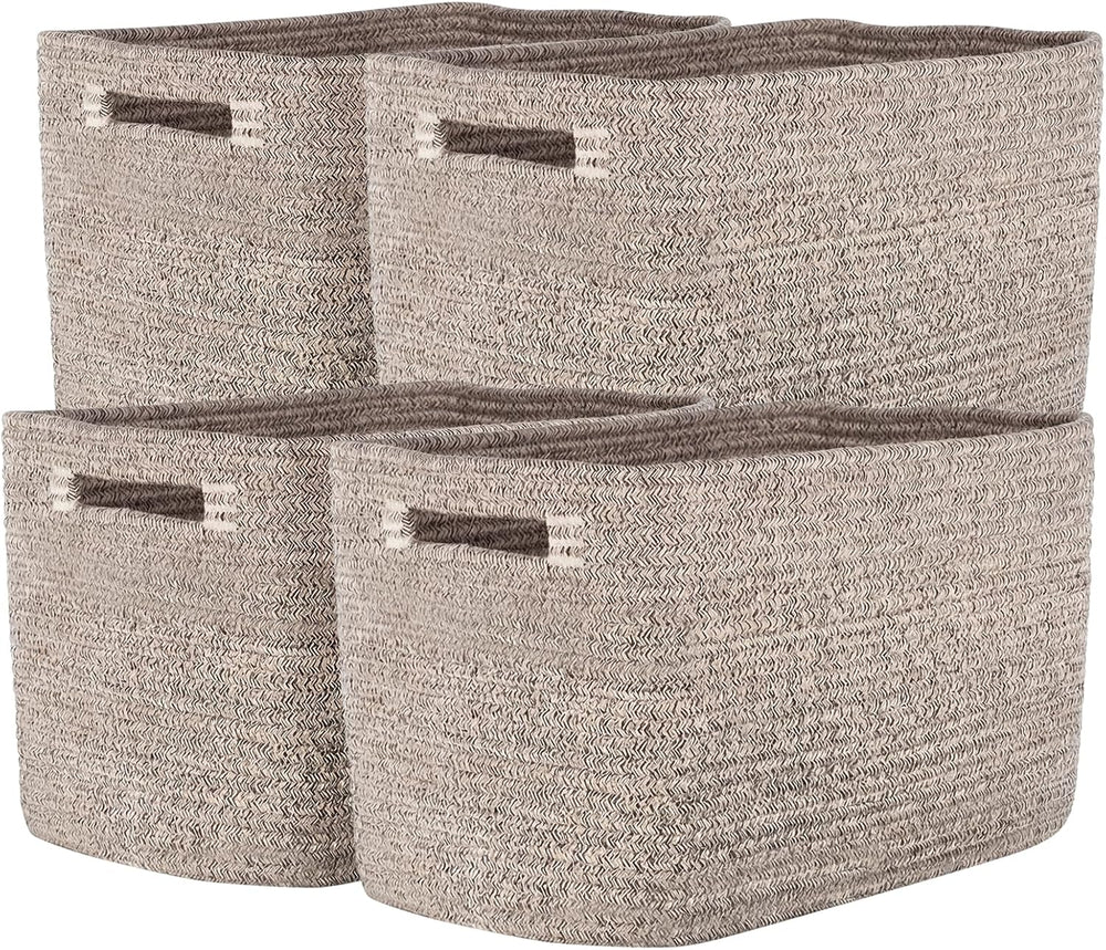 Storage Baskets for Organizing, 14 x 10 x 9” Closet Shelf Woven Baskets, Squa...