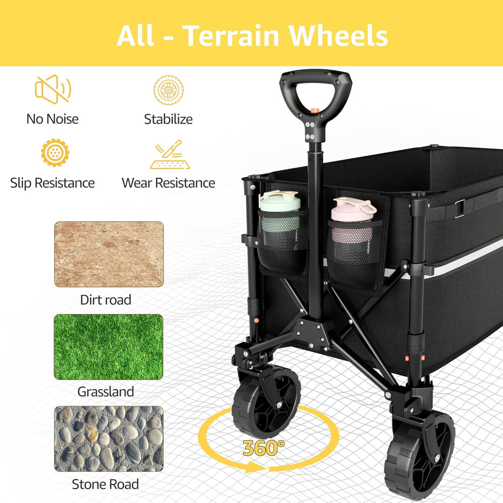 ROSONG Collapsible Wagon Cart with Wheels Foldable - Folding Utility Heavy Du...