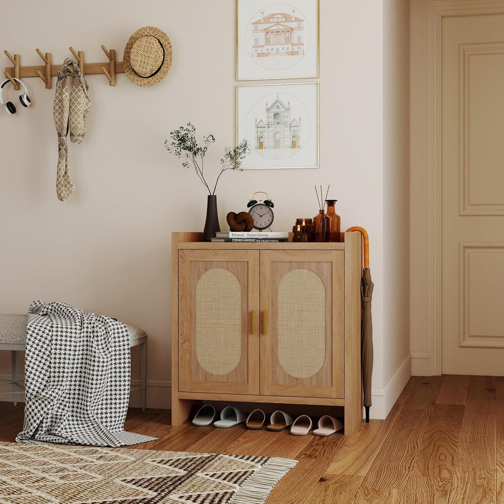 Panana 5 Layer Farmhouse Style Shoe Cabinet, Wooden Freestanding Shoe Rack wi...