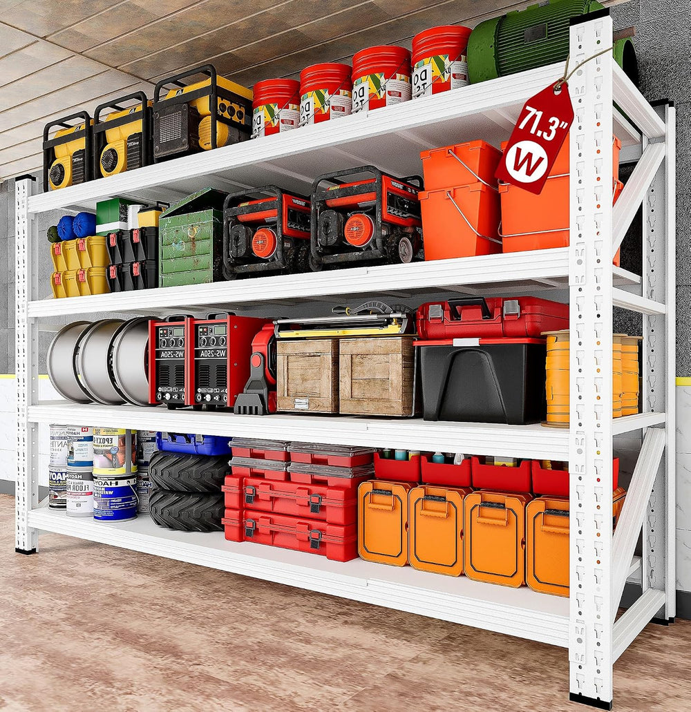 71.3" Wide Heavy Duty Garage Shelving Units,5000LBS Deep Storage Shelves...