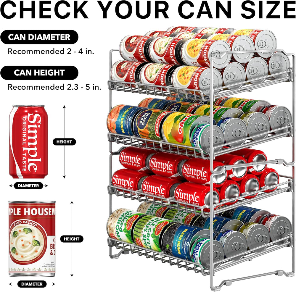 Simple Houseware 2 Tier Stackable Can Rack, Silver, 2 Pack