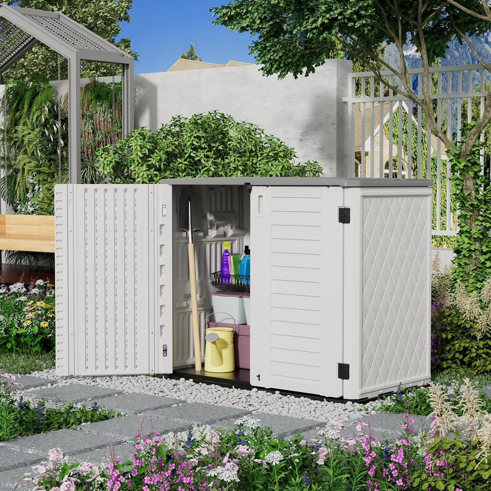 Mrosaa Outdoor Patio Storage Shed,Waterproof Horizontal Outdoor Storage Cabin...