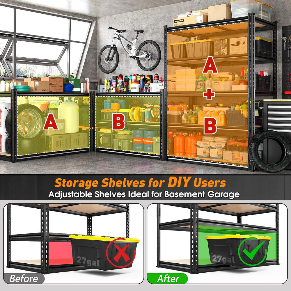 2000LBS Storage Shelves Heavy Duty,5-Tier Metal Shelving Unit for Pantry Gara...